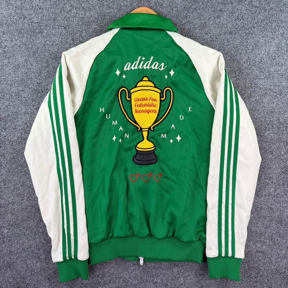 Adidas x Human Made Track Jacket Mens XS Green White Trophy Embroidered Nigo